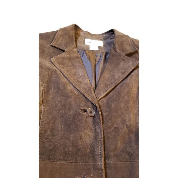 Tower Hill Collection Women's 100% Leather Jacket Brown Size 12 Blazer Style - Picture 3 of 11